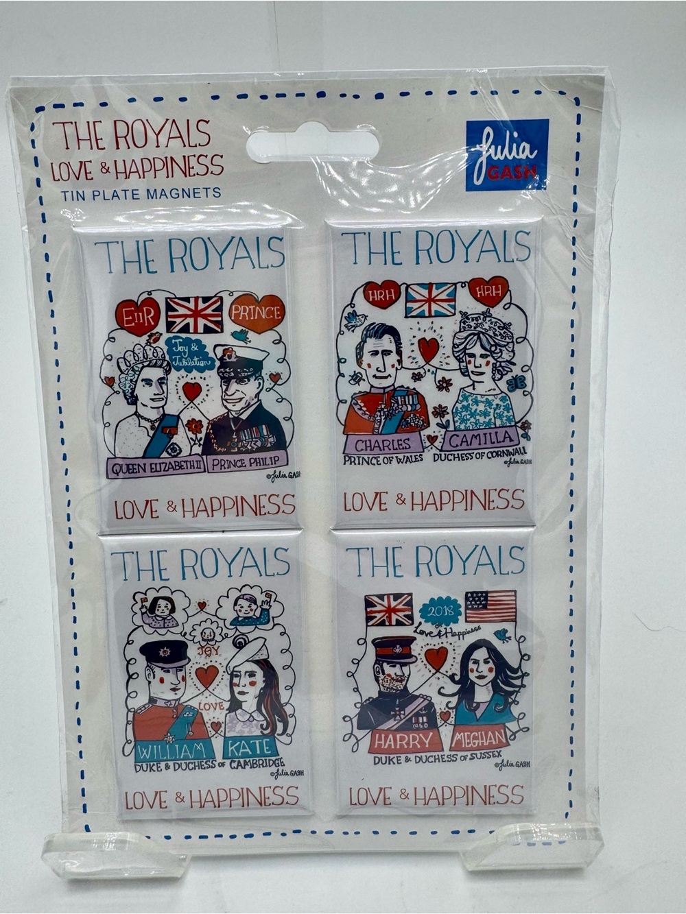 Julius The Royals Tin Plate Magnet Set - Blue Red Black White Pink